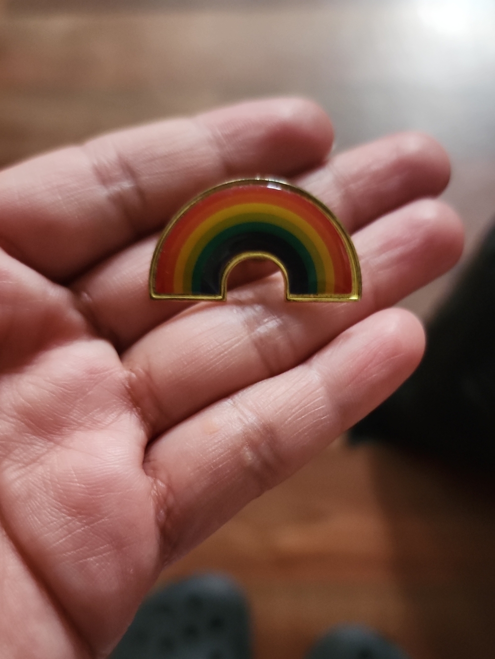 Rainbow Enamel Pin - Multicolor Gold Trim